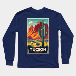 A Vintage Travel Art of Tucson - Arizona - US Long Sleeve T-Shirt